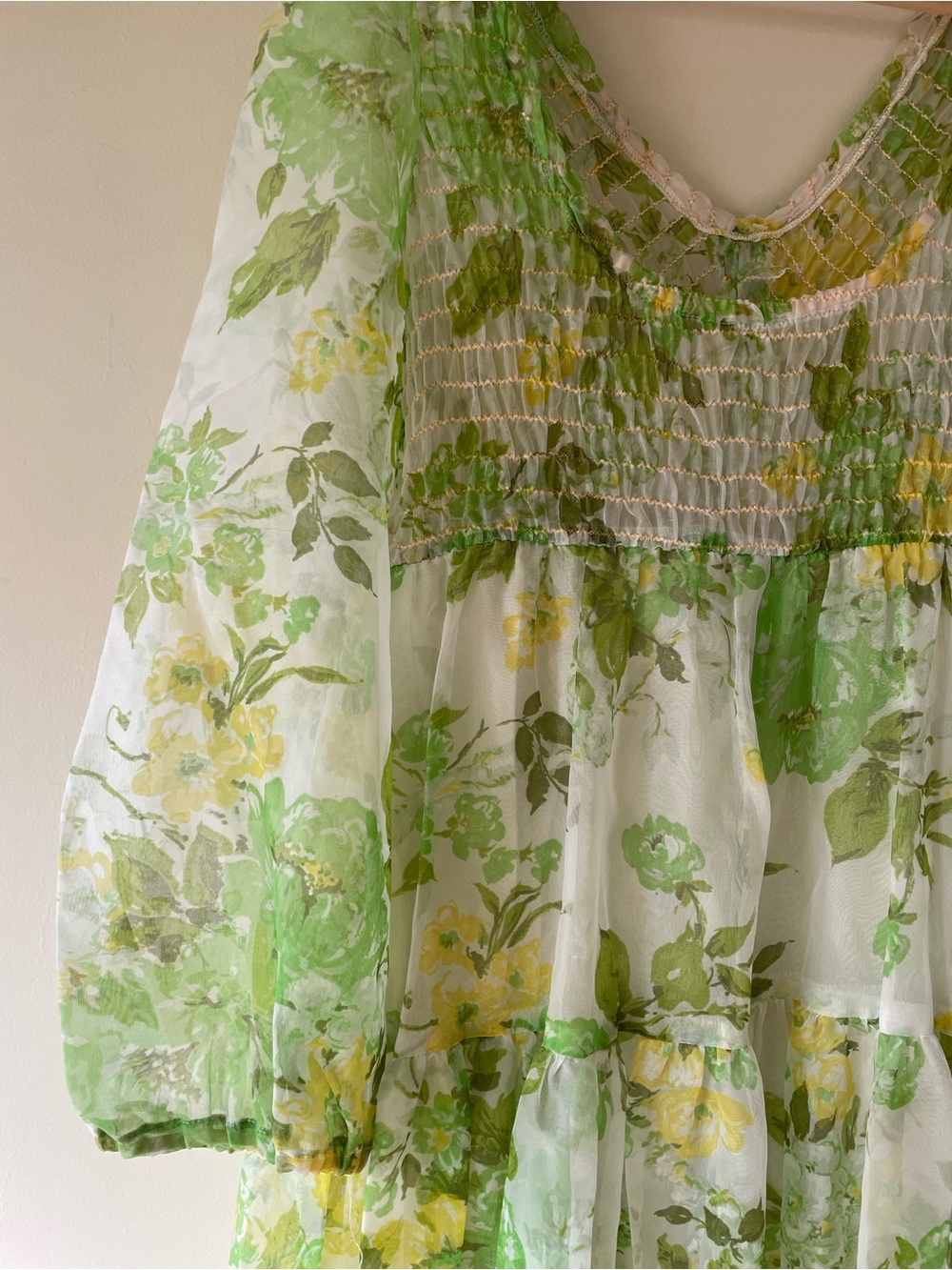 Dreamy vintage 1970s fairy floral maxi dress with puff sleeves 70s - Picture 4 of 7